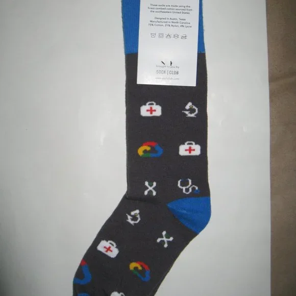 Google Cloud Healthcare & Life Sciences Swag Socks - Sock Club Cotton Crew NEW - Picture 2 of 8